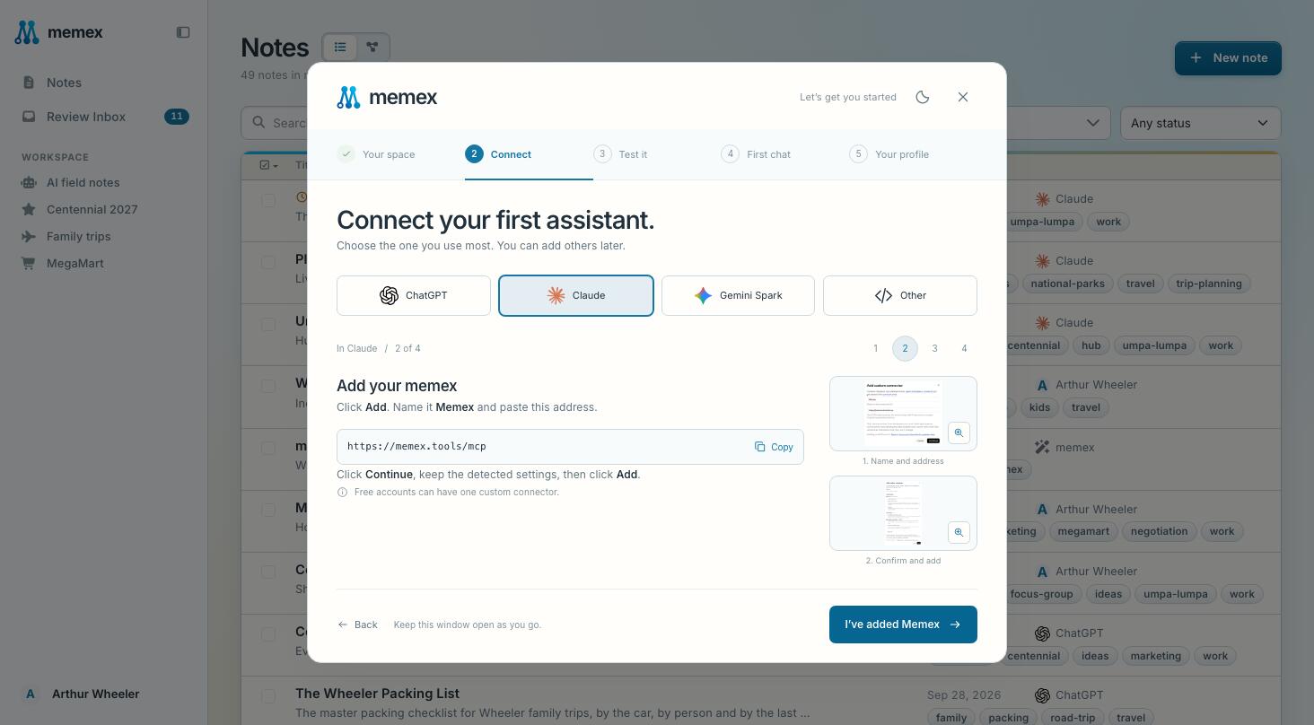 Connecting a first assistant, one step at a time